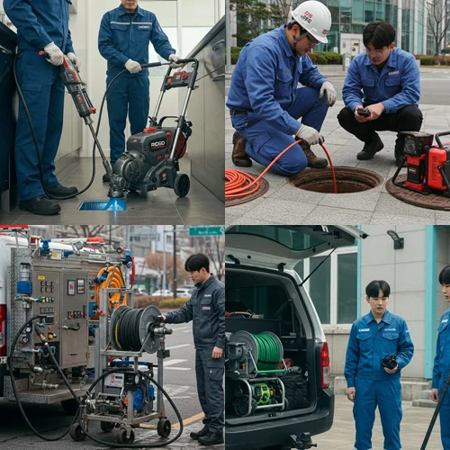 포천시 하수도 배수구 뚫음 공장 폐수 배관 막힘 해결